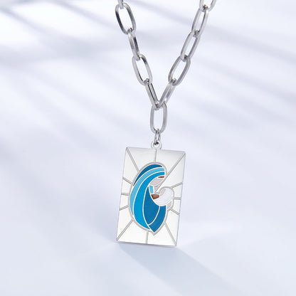 Rectangular Accessory With Mixed Color Mother and Baby Enamel Girls Kids Necklace