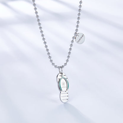 Three-character Slippers+Round Accessory Necklace