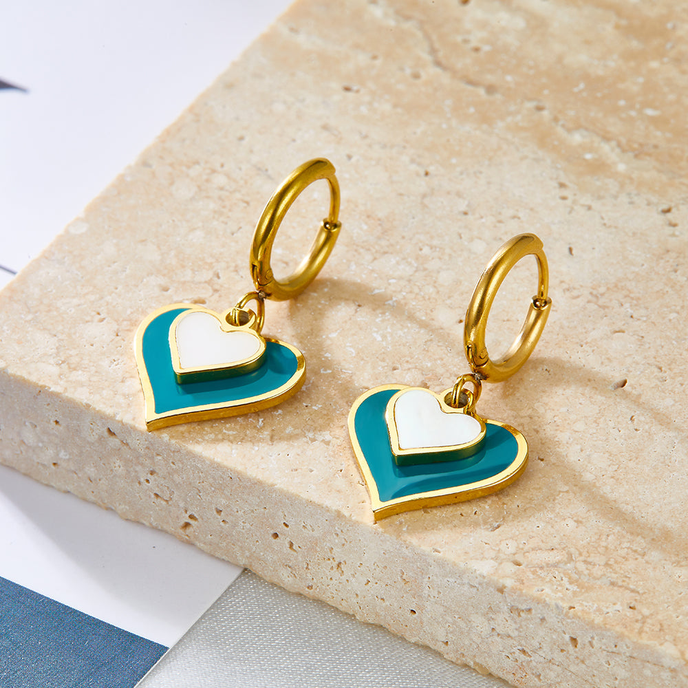 Circle Enamel Girls Kids Jewelry with Size Heart-shaped Mixed Color Earrings