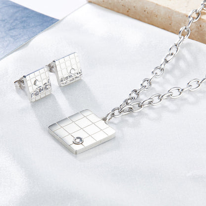 Fashion Square Mesh With Diamond Jewelry Set