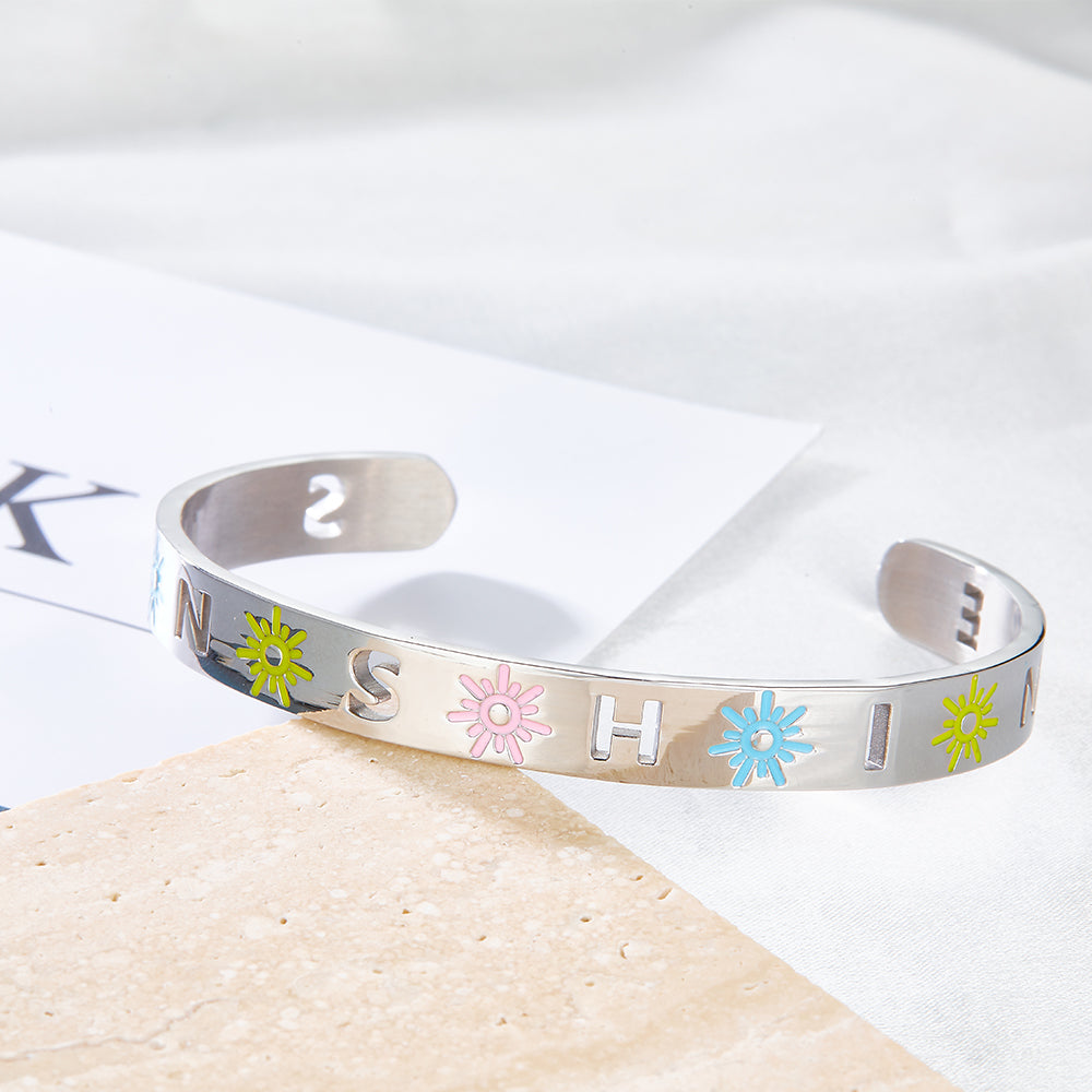 Fashion Stainless Steel Mixed Color Sun Hard Bracelet