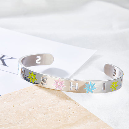 Fashion Stainless Steel Mixed Color Sun Hard Bracelet