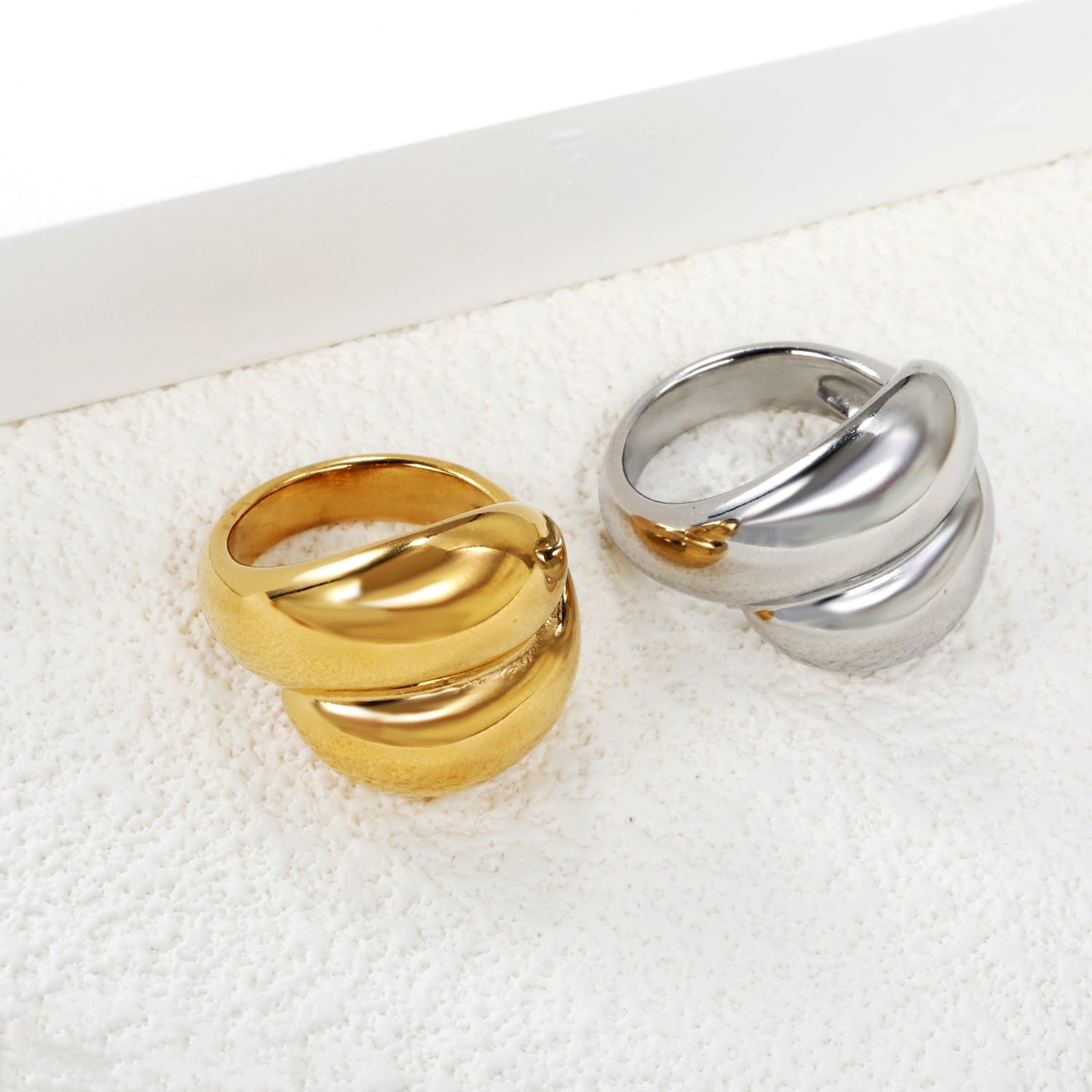 Wholesale 18k gold stainless steel exaggerated ring light luxury stainless steel rings wholesale ring