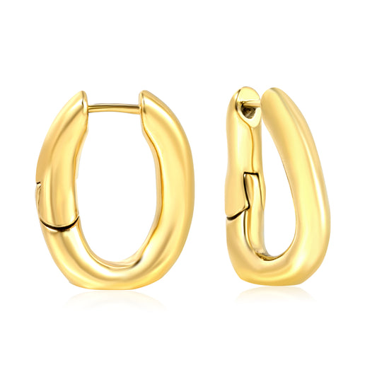 18.8*24.8mm U Shape Hoop Earring Stainless Steel Tarnish Minimalist Water Proof Hypoallergenic