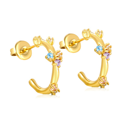 6*10.8mm Zircon Hoop Earring Fashion Jewelry Trend Popular Colorful