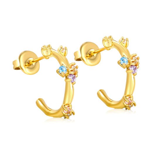 6*10.8mm Zircon Hoop Earring Fashion Jewelry Trend Popular Colorful