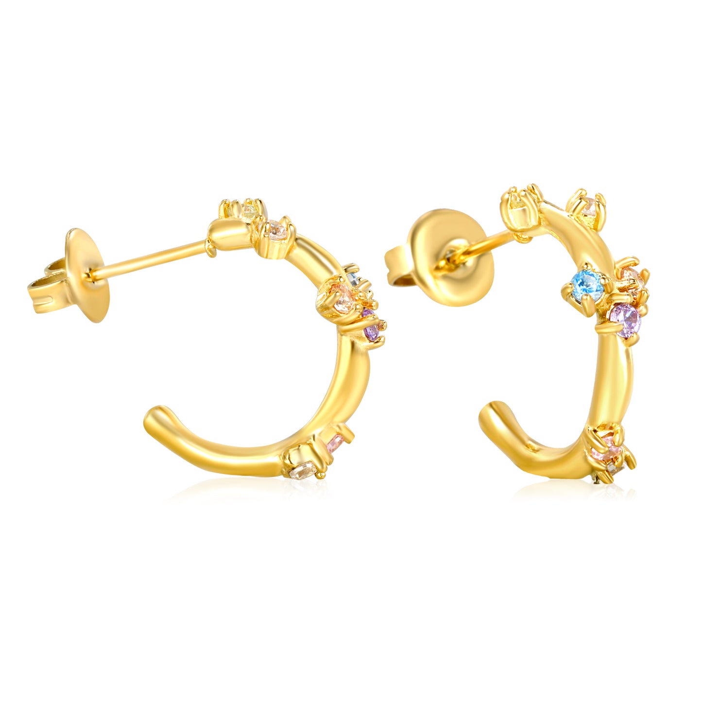 6*10.8mm Zircon Hoop Earring Fashion Jewelry Trend Popular Colorful
