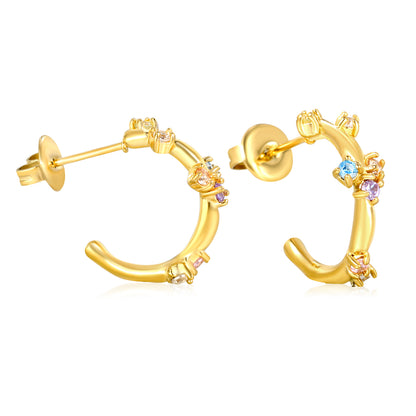 6*10.8mm Zircon Hoop Earring Fashion Jewelry Trend Popular Colorful