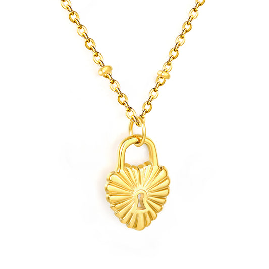 42+5cm 18K Gold Jewelry Stainless Steel Necklace Plated 11.9*12.6mm Heart Pendant on Irregular