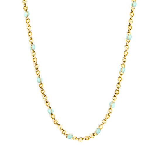 4.7*2mm 18K Gold PVD Stainless Steel Enamel 42+5cm Chain Necklace Women's Non-Fading Clavicle Chain Choker