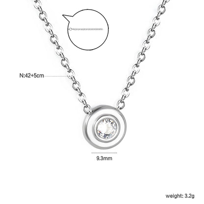 42+5cm Stainless Steel Necklace Gemstone Women Chain Pendant Gemstone Custom