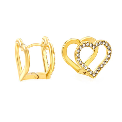 Stainless Steel 14.8*13.3mm Zircon Earrings Double Sided Geometric Heart Studs Fashion