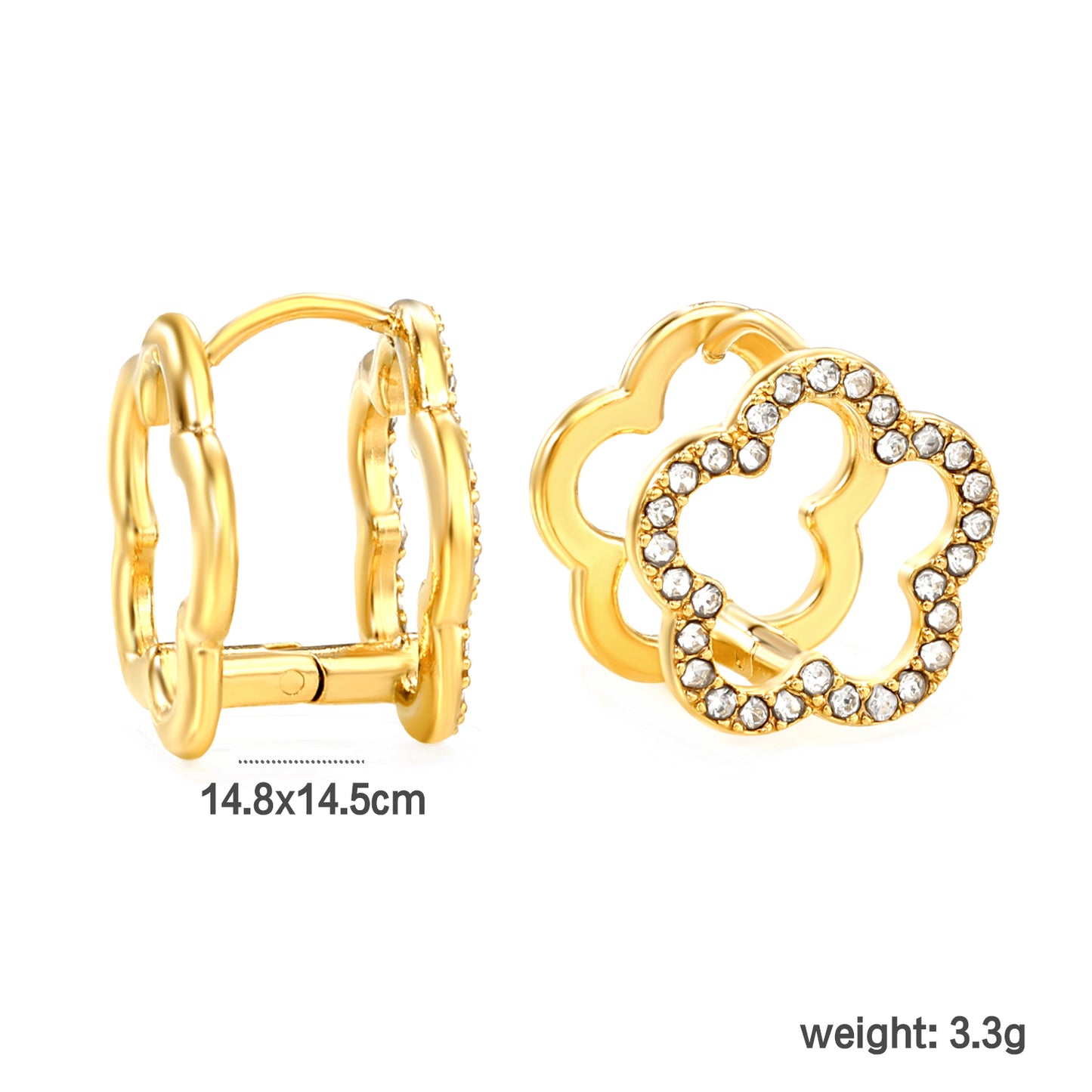 14.8*14.5mm18K Gold Hollow Earring for Women Stainless Steel Tarnish Free Waterproof Jewellery