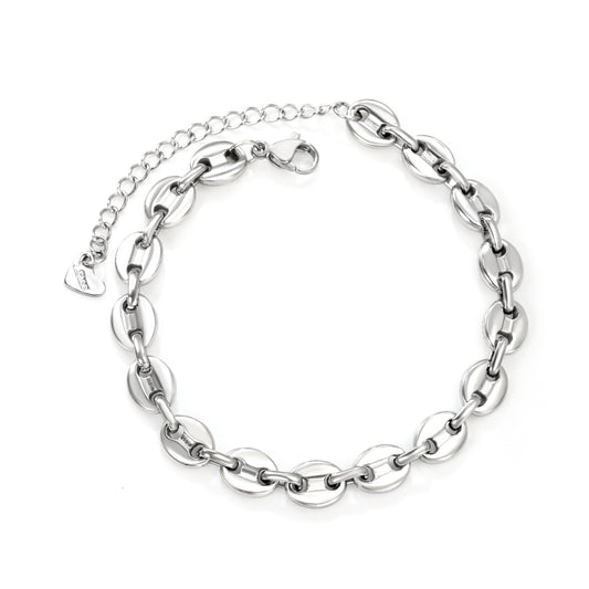 9.3*7.4mm Stainless Steel Silver Choker 18+5cm Chain Link Necklace Fashion Jewelry Classic Simple for Men Women Gift