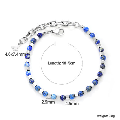 4.6*7.4mm Bracelet Natural Stones Stainless Steel Luxury 18+5cm Chain Fashion Women Wholesale