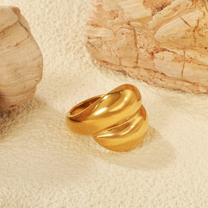 Wholesale 18k gold stainless steel exaggerated ring light luxury stainless steel rings wholesale ring