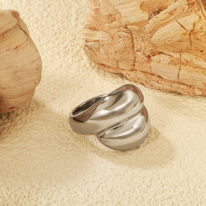 Wholesale 18k gold stainless steel exaggerated ring light luxury stainless steel rings wholesale ring
