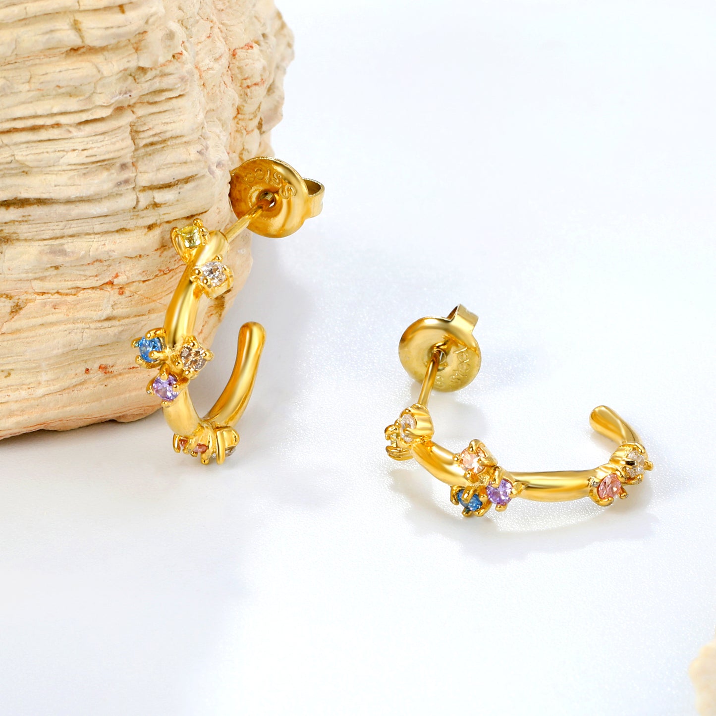 6*10.8mm Zircon Hoop Earring Fashion Jewelry Trend Popular Colorful