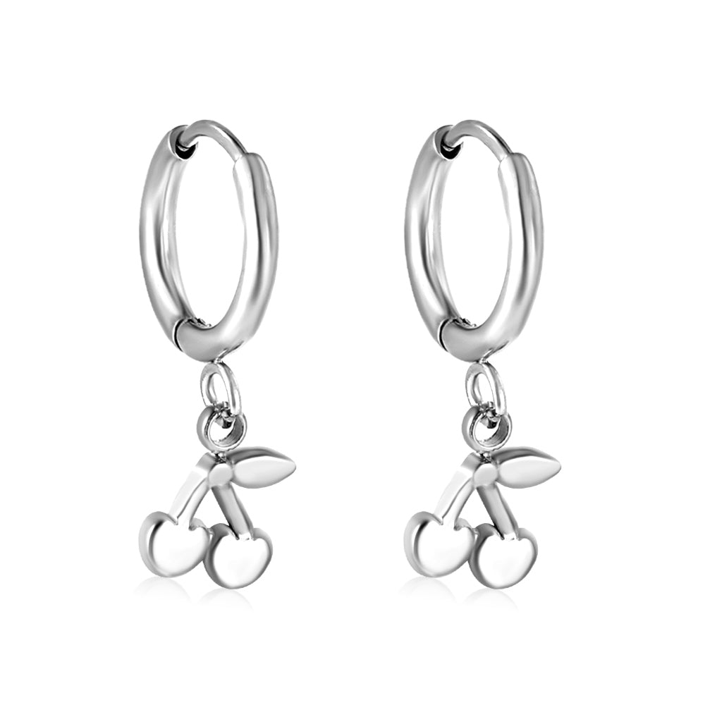 1.6x11mm circle with cherry stud earrings