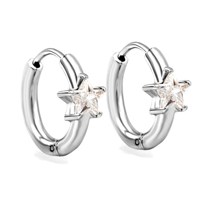 6.5mm star-shaped three-pronged white zirconium ear clips 2.5*inner diameter 11mm steel color gold color