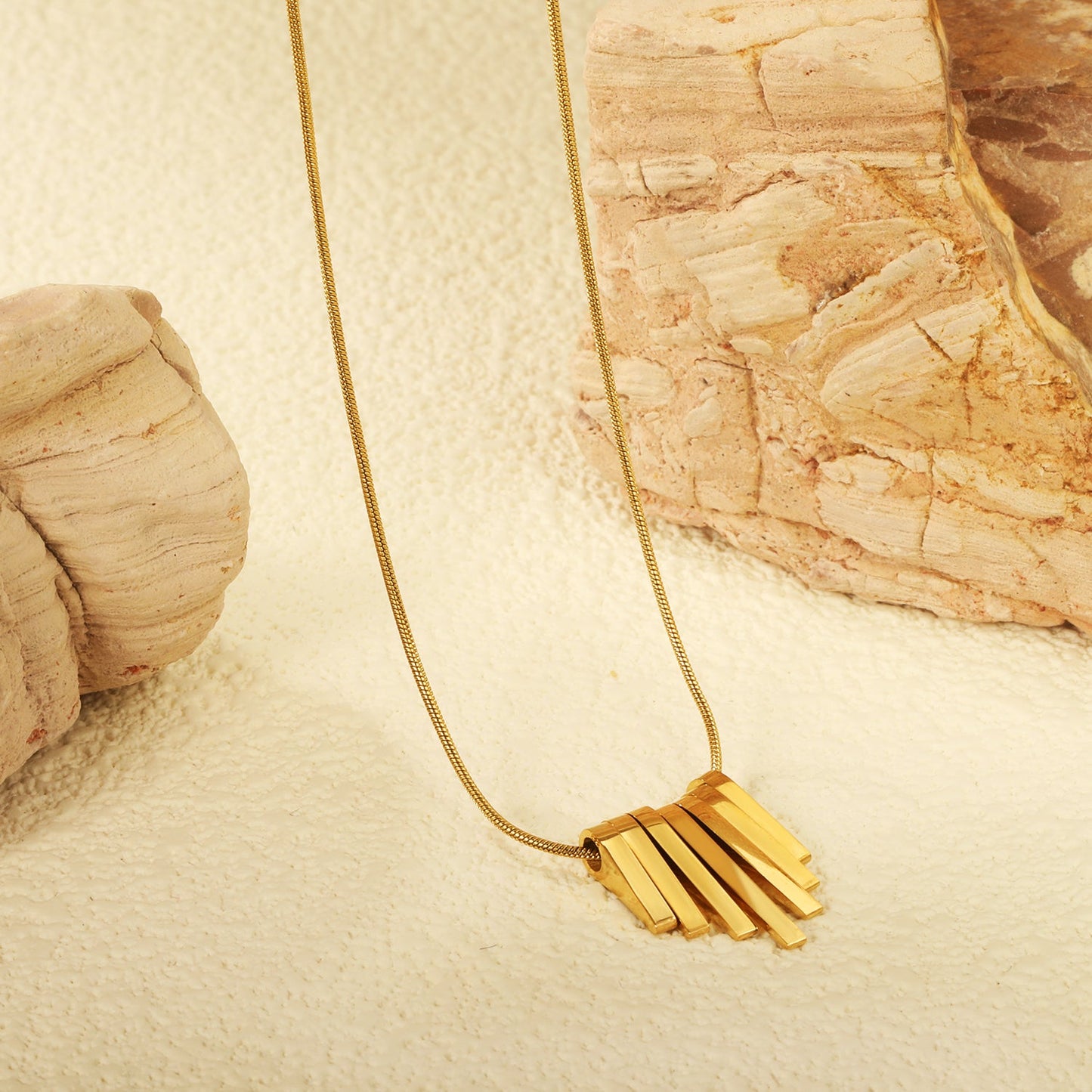 7 long and short vertical bar accessories necklace 40+5cm gold color