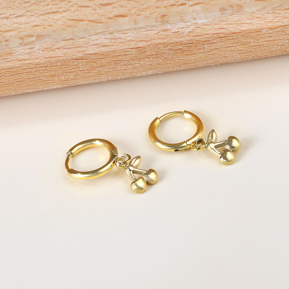 1.6x11mm circle with cherry stud earrings