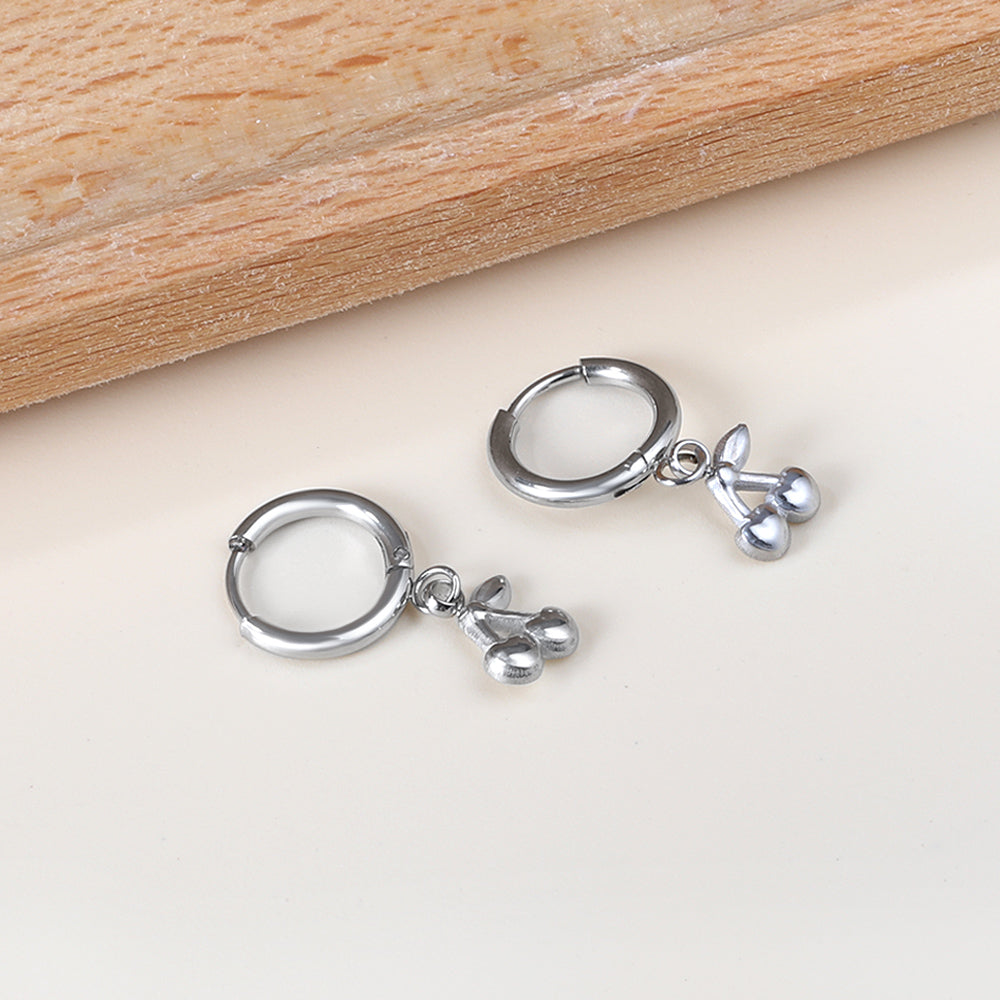 1.6x11mm circle with cherry stud earrings
