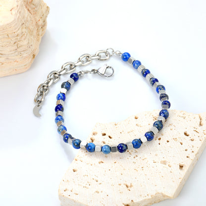 4.6*7.4mm Bracelet Natural Stones Stainless Steel Luxury 18+5cm Chain Fashion Women Wholesale