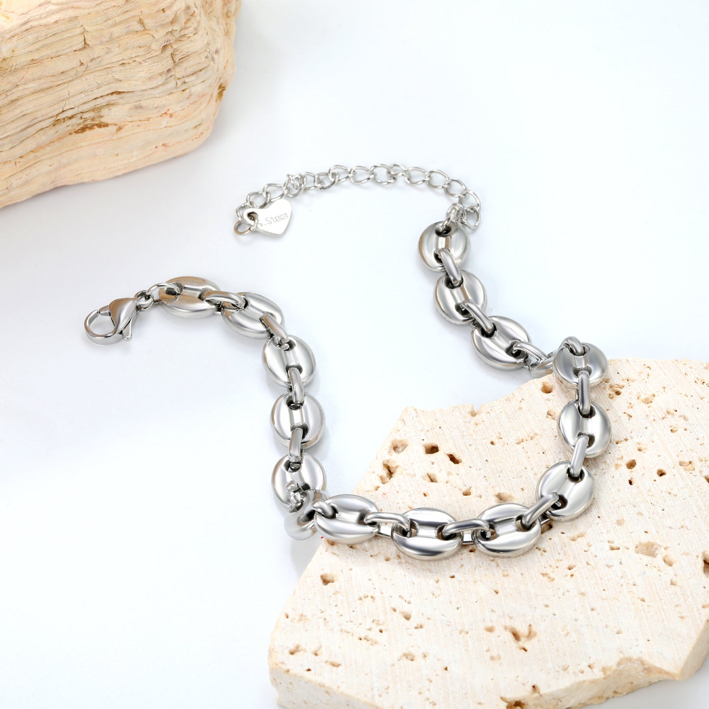 9.3*7.4mm Stainless Steel Silver Choker 18+5cm Chain Link Necklace Fashion Jewelry Classic Simple for Men Women Gift