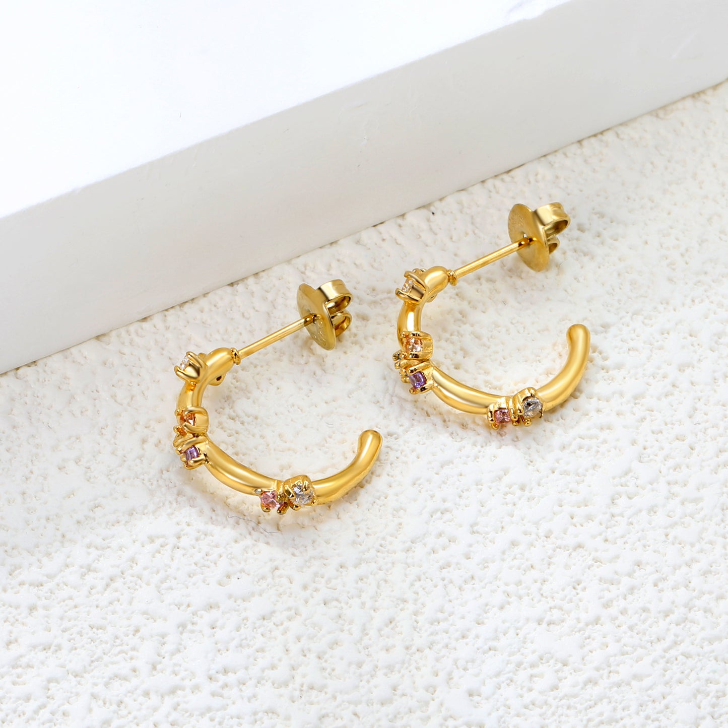 6*10.8mm Zircon Hoop Earring Fashion Jewelry Trend Popular Colorful