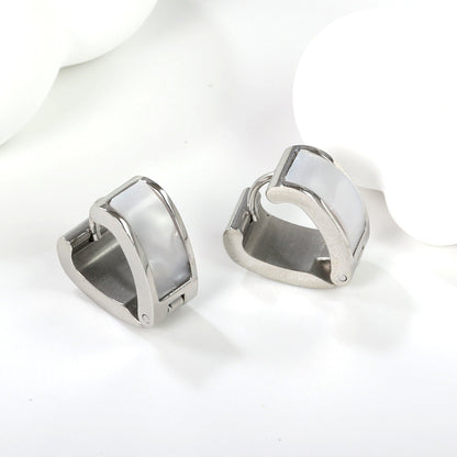 Heart shaped with white shell earrings 2.2*width 6.7*height 14mm steel color & gold color