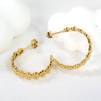 C-shaped flower earrings 1.9*5.4*27mm gold color