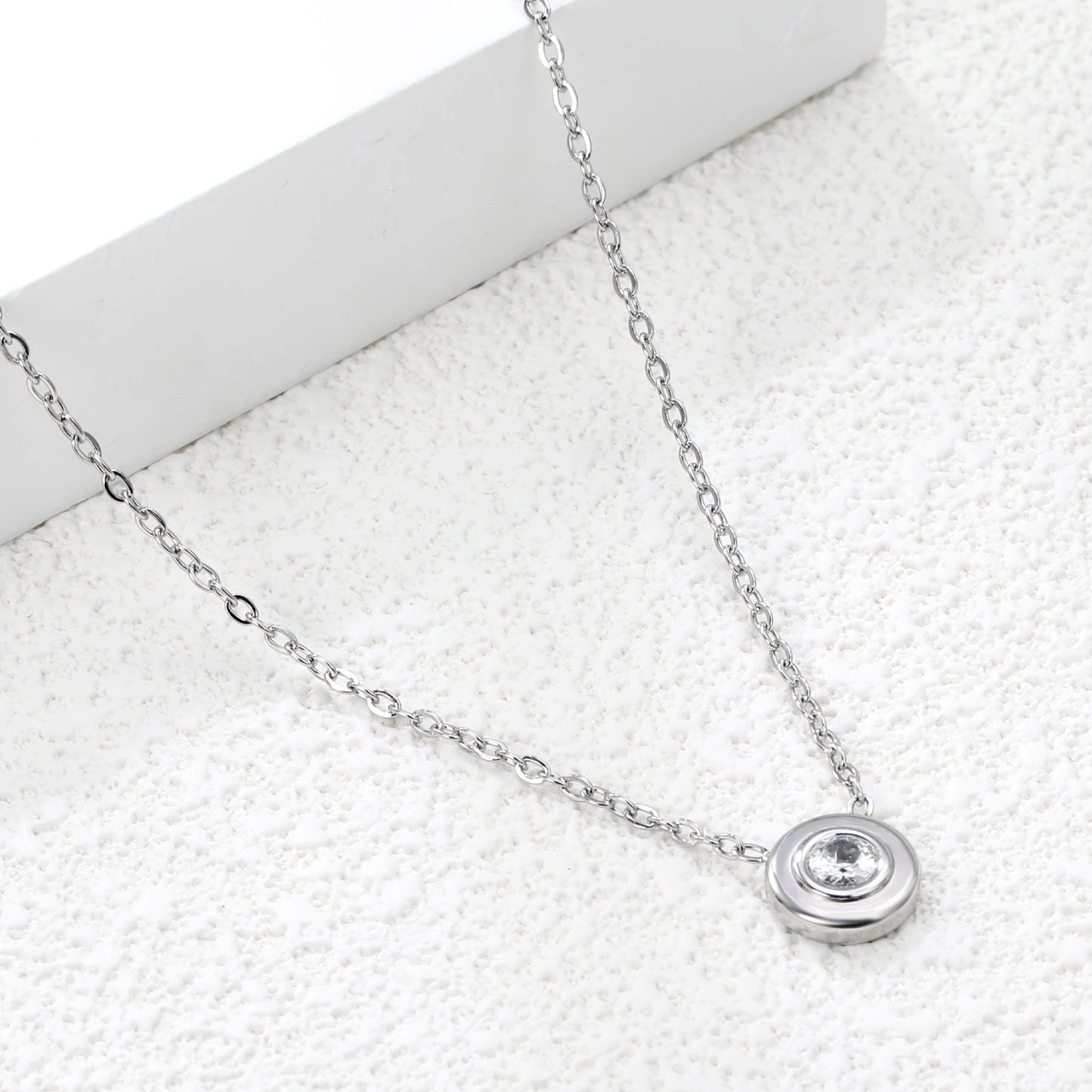 42+5cm Stainless Steel Necklace Gemstone Women Chain Pendant Gemstone Custom