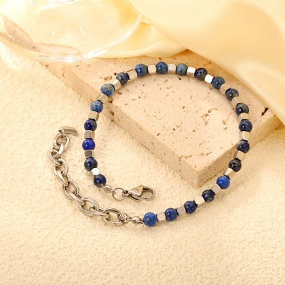 4.6*7.4mm Bracelet Natural Stones Stainless Steel Luxury 18+5cm Chain Fashion Women Wholesale