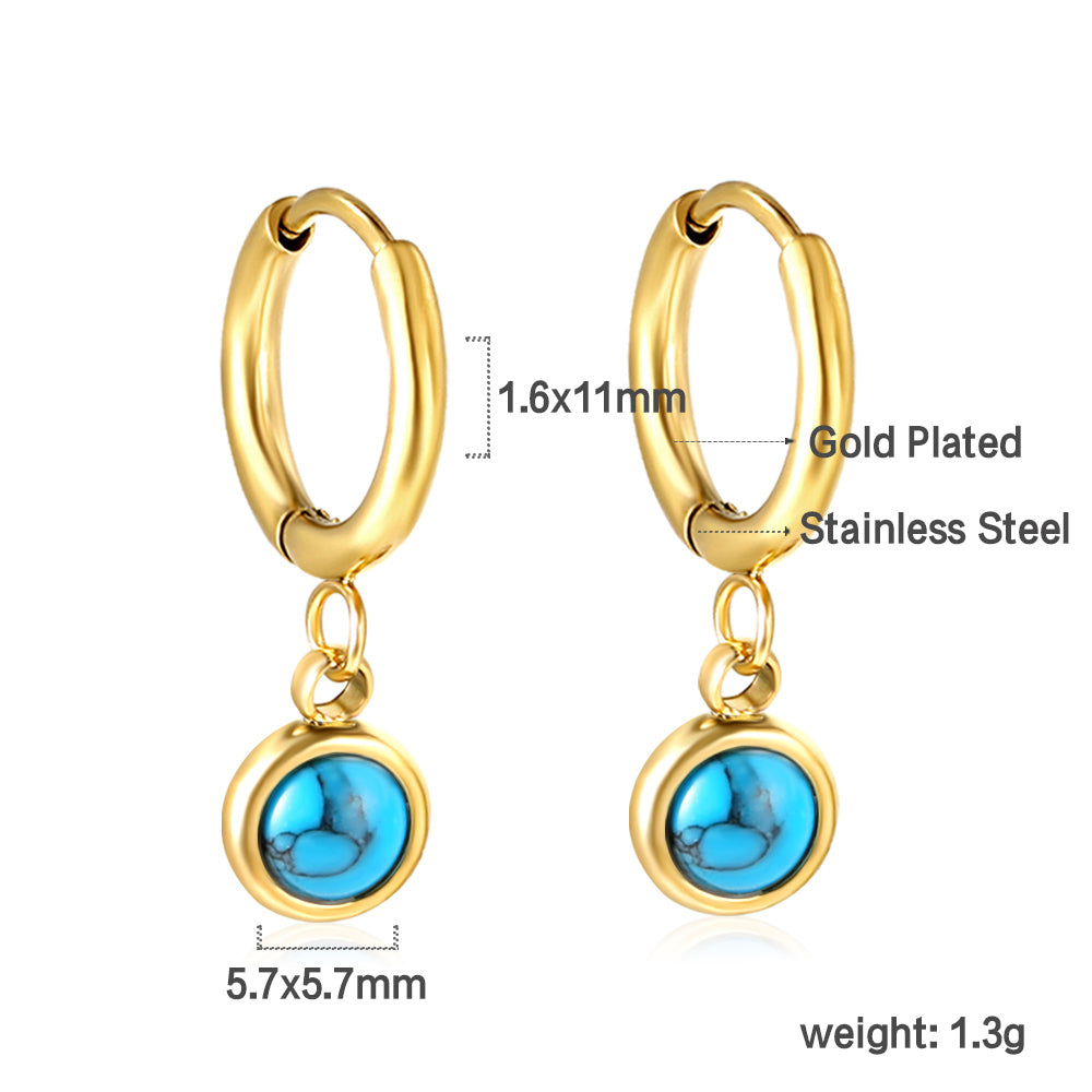 1.6x11mm circle and semi-circle stud earrings