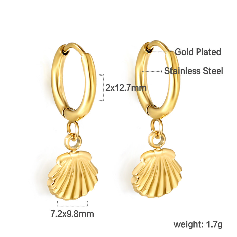 2x12.7mm circle with shell stud earrings