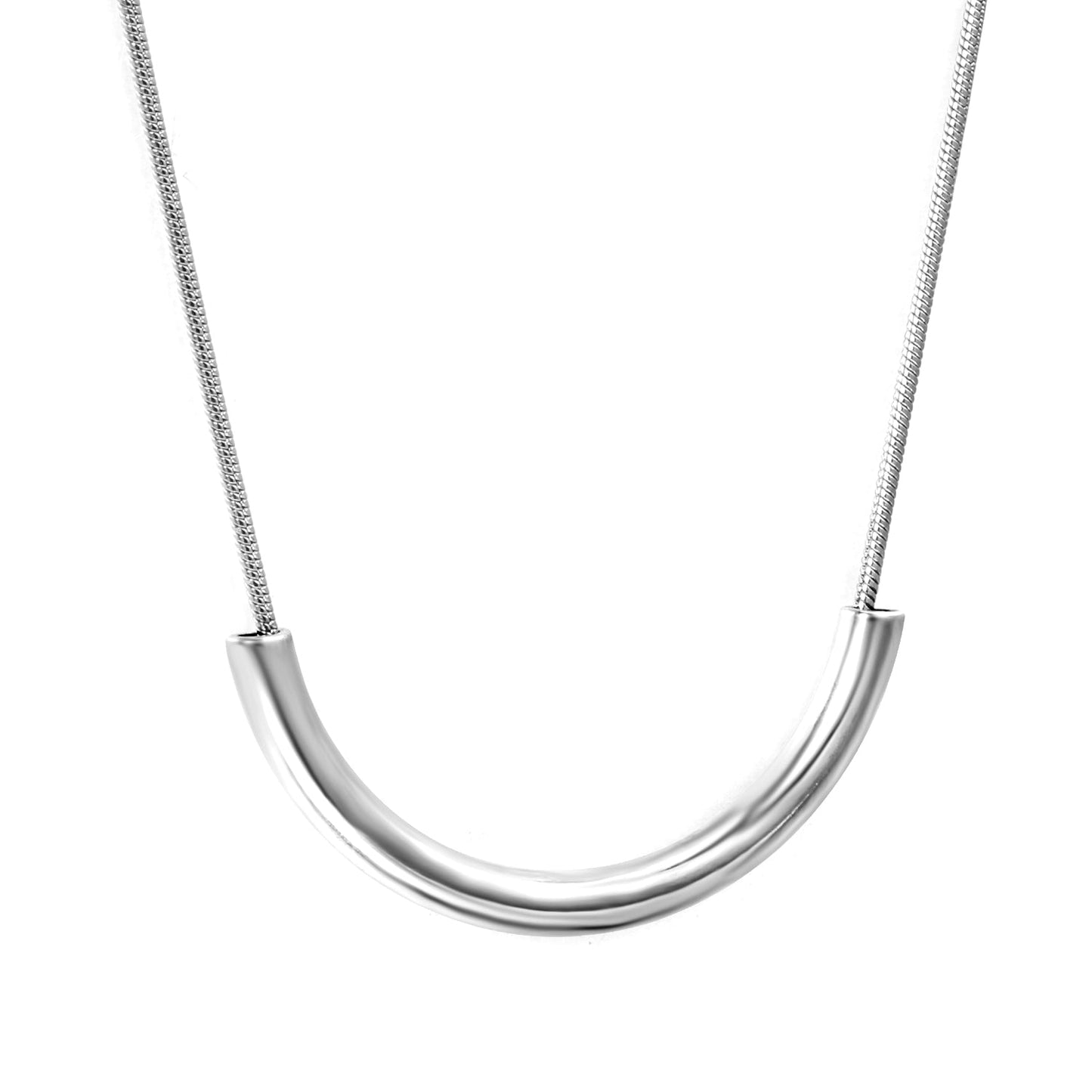 Wire 3*width 32*height 16.3mm flat U-shaped pendant necklace 40+5cm steel color/golden color