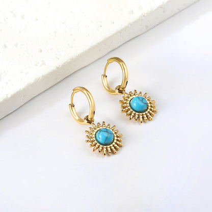 Blue turquoise sun earrings