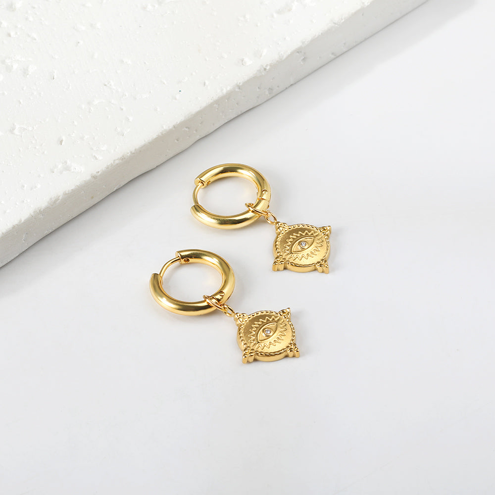 2.5x14mm circle with round eyes and diamond stud earrings