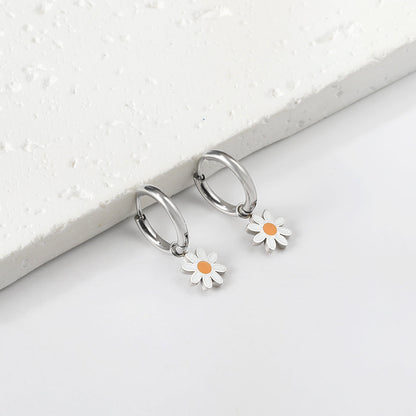 2x13mm circle with white small zouju earrings