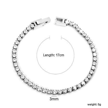 ✨ 18K Gold Plated Rainbow Zircon 17+3cm/20cm Bracelet Wholesale (MOQ 12+) | Stainless Steel Hypoallergenic 🌍 | Dainty Chain & Charm Bracelets