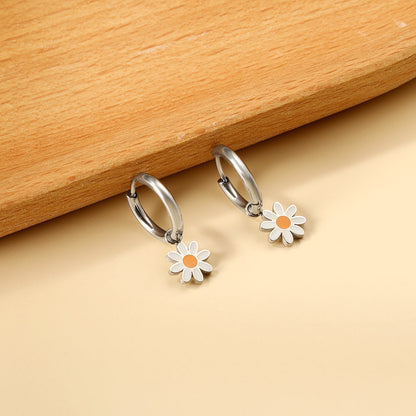 2x13mm circle with white small zouju earrings