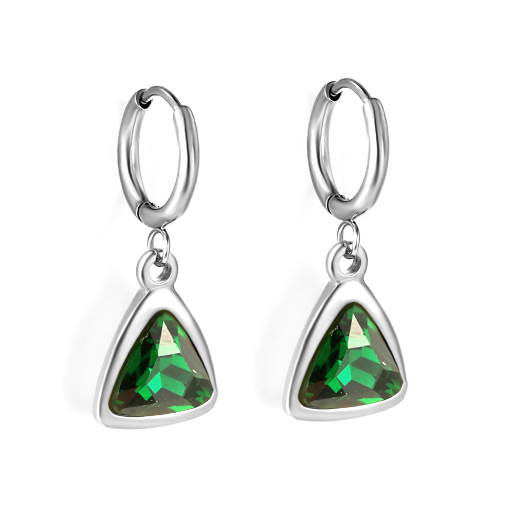 2x13mm circle with triangle green diamond stud earrings
