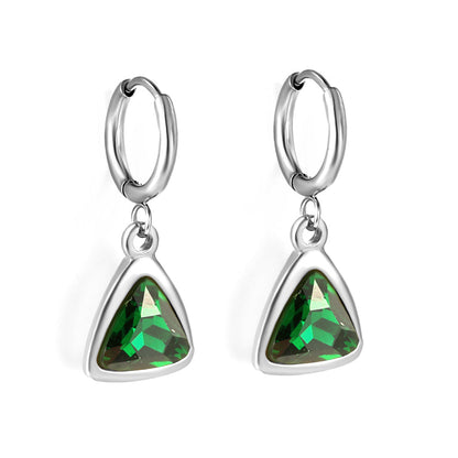 2x13mm circle with triangle green diamond stud earrings