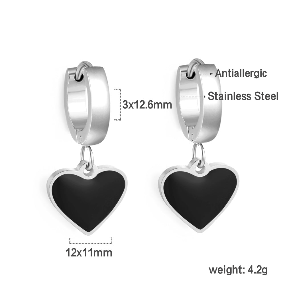 3x12.6mm circle with heart-shaped oil drop earrings