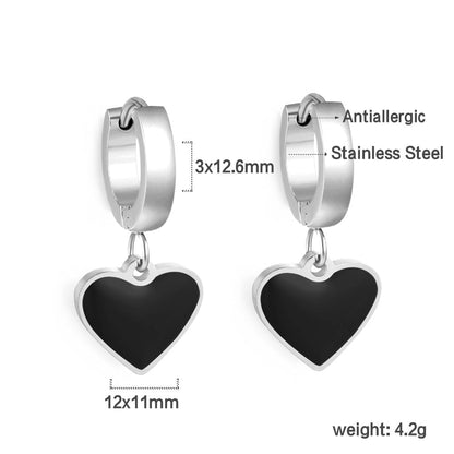 3x12.6mm circle with heart-shaped oil drop earrings