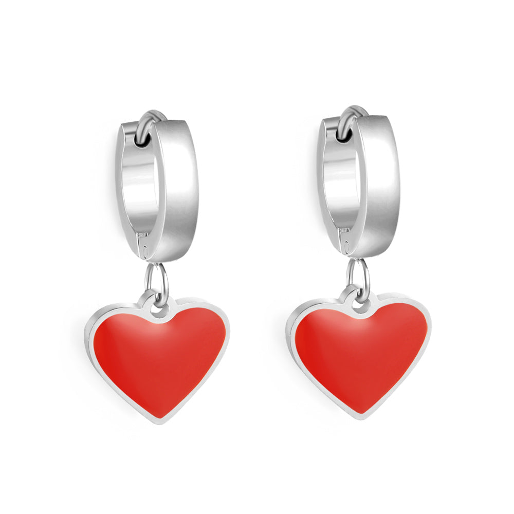 3x12.6mm circle with heart-shaped oil drop earrings
