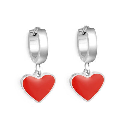 3x12.6mm circle with heart-shaped oil drop earrings