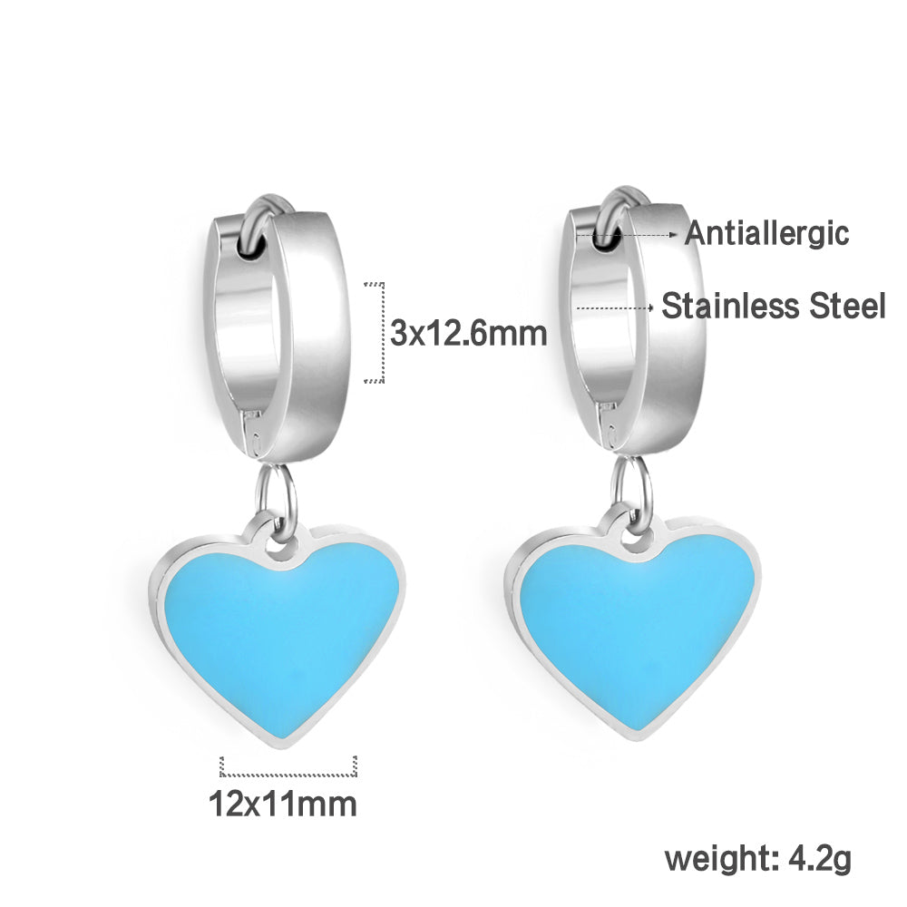 3x12.6mm circle with heart-shaped oil drop earrings