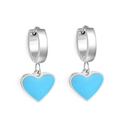 3x12.6mm circle with heart-shaped oil drop earrings
